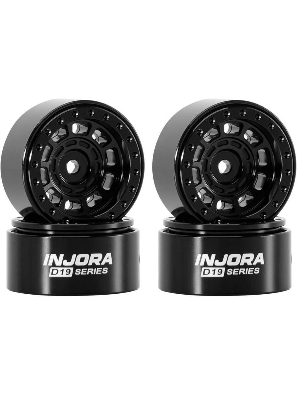 INJORA D19 0.7" Aluminum Beadlock Wheels for SCX30, Black